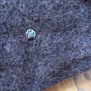 MOS MOSH Brown Fuzzy Knit Sweater Long Sleeve Crew Neck Buttons Size XS